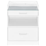 Furda 2-drawer LED Nightstand Bedside Table with Speaker White High Gloss