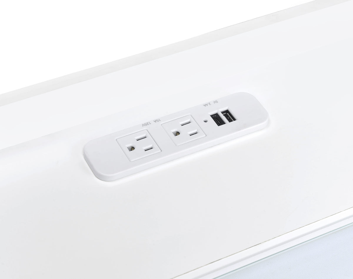 Furda 2-drawer LED Nightstand Bedside Table with Speaker White High Gloss