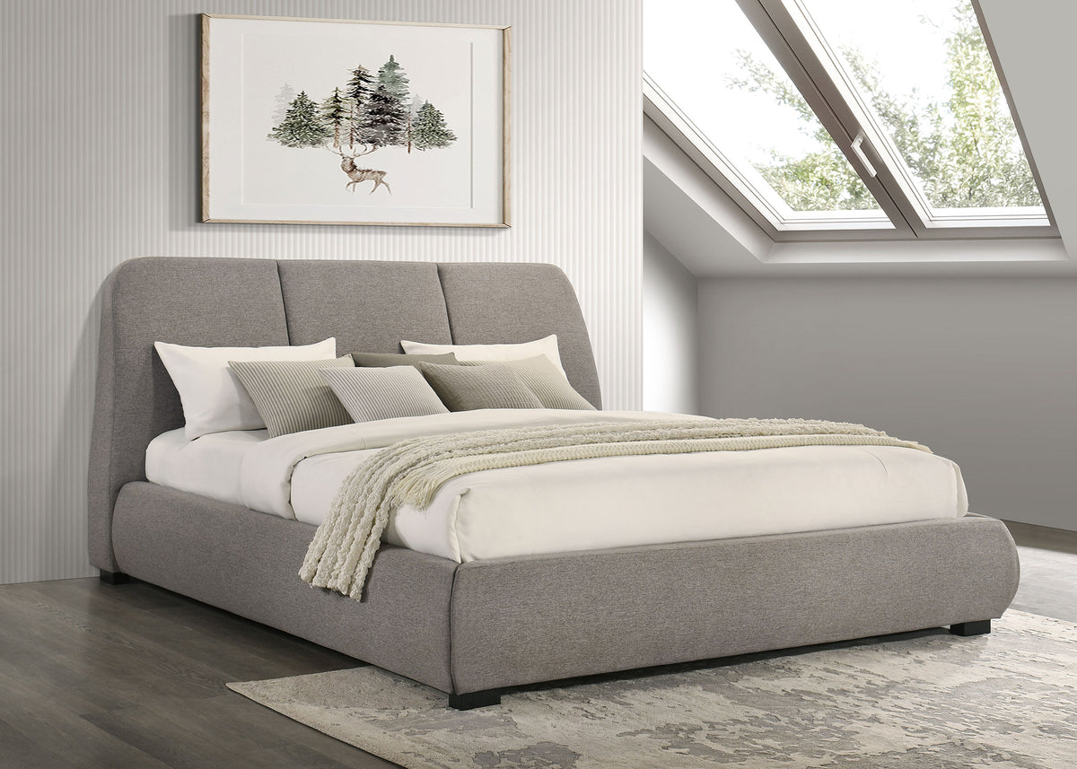 Mokena 46-inch Upholstered Eastern King Platform Bed Taupe