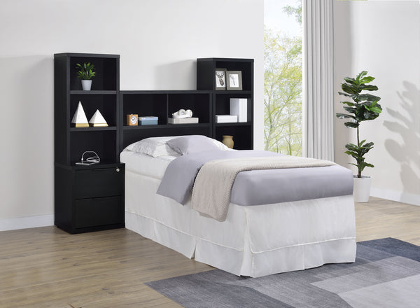 Westpark Black Headboard and Bookcase Set