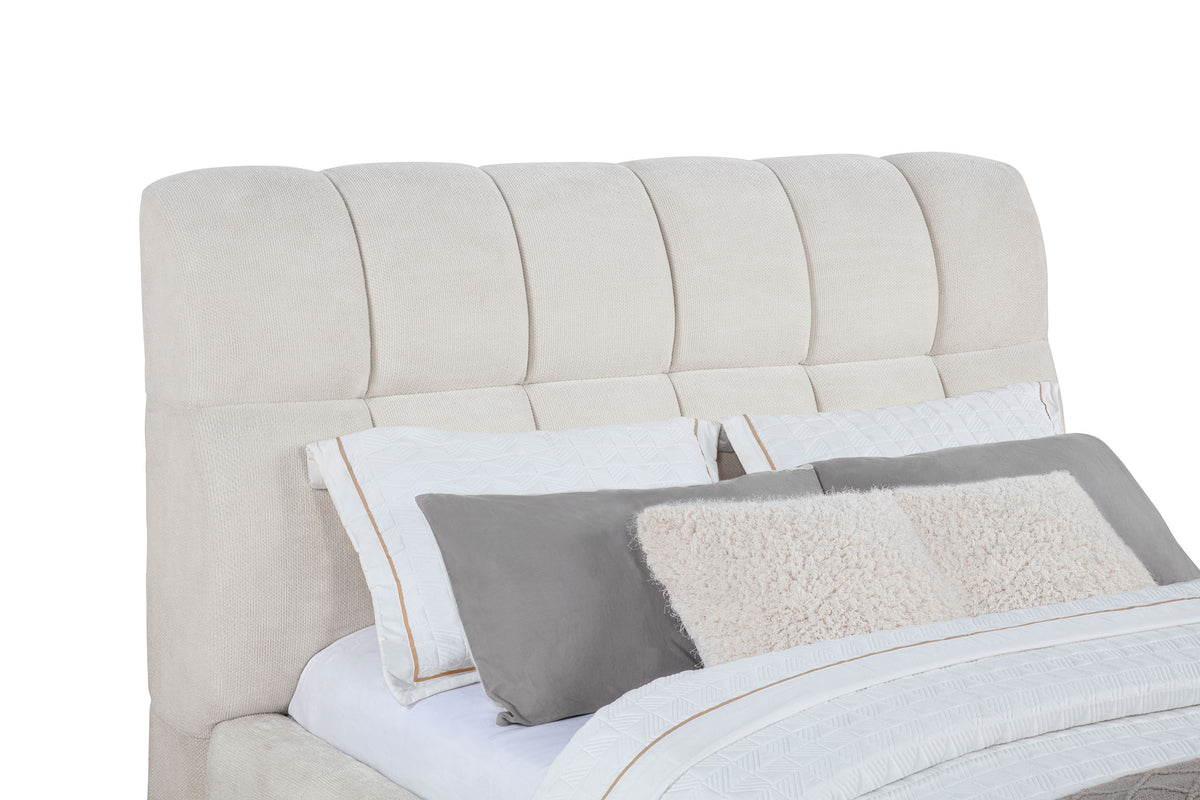 Nollet 48-inch Upholstered Queen Panel Platform Bed Cream