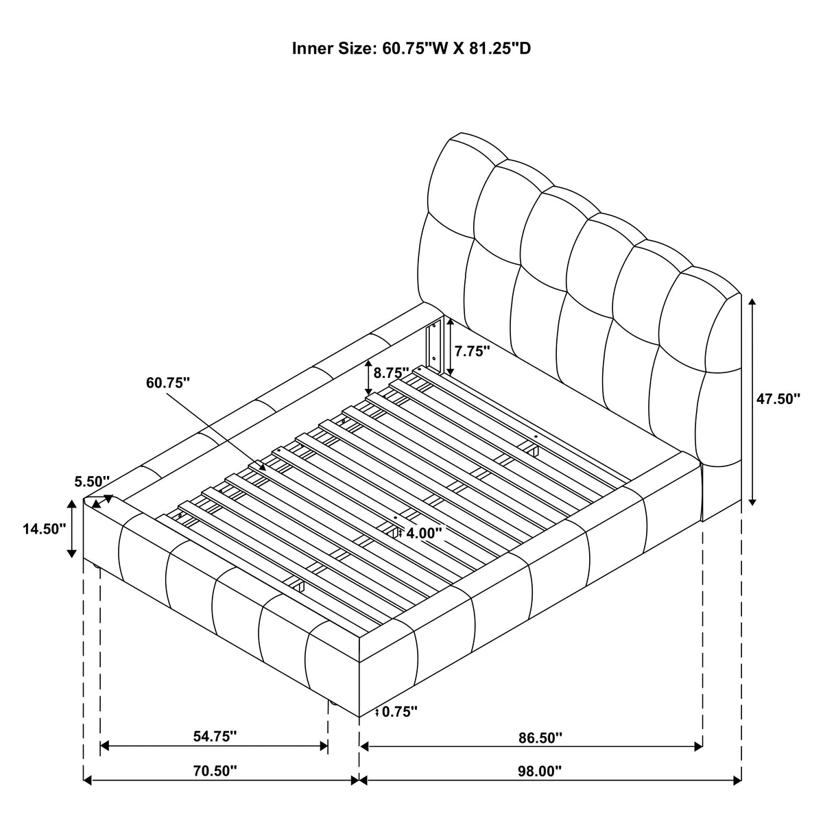 Nollet 48-inch Upholstered Queen Panel Platform Bed Cream