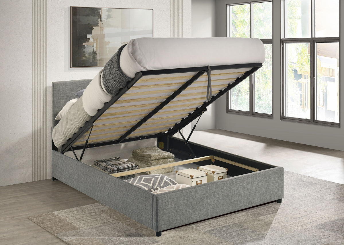 Reeves Upholstered Full Lift-Top Storage Platform Bed Grey