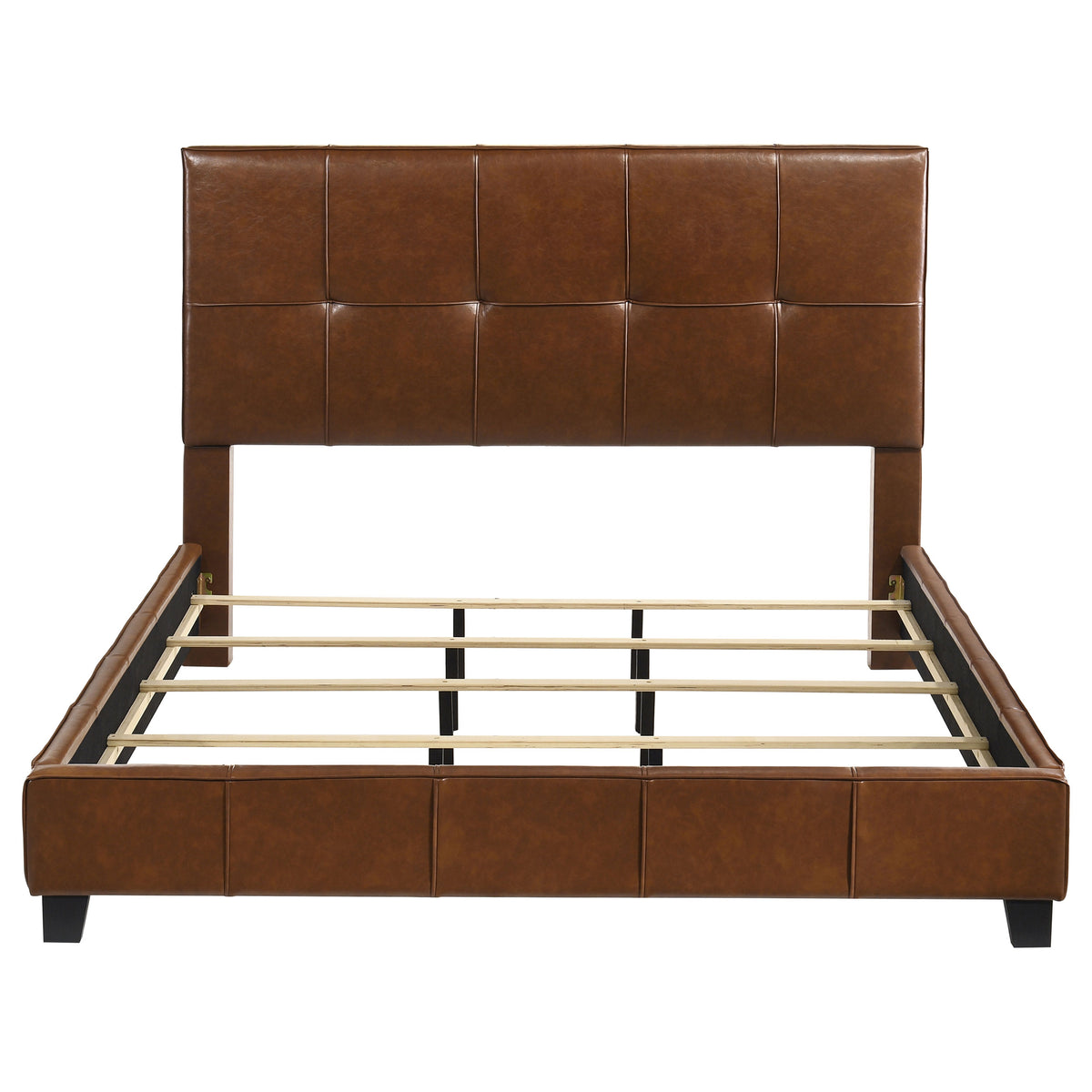 Farrell California King Faux Leather Panel Bed Brown
