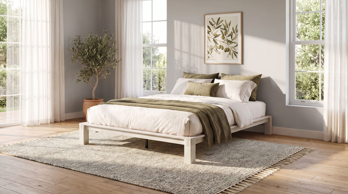 Gislen Queen Easy Assembly Wood Platform Bed White