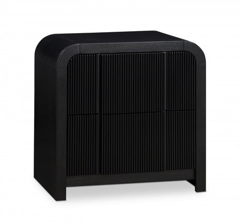 Fluted 26" Solid Wood And Oak Veneer Nightstand — 314-NS