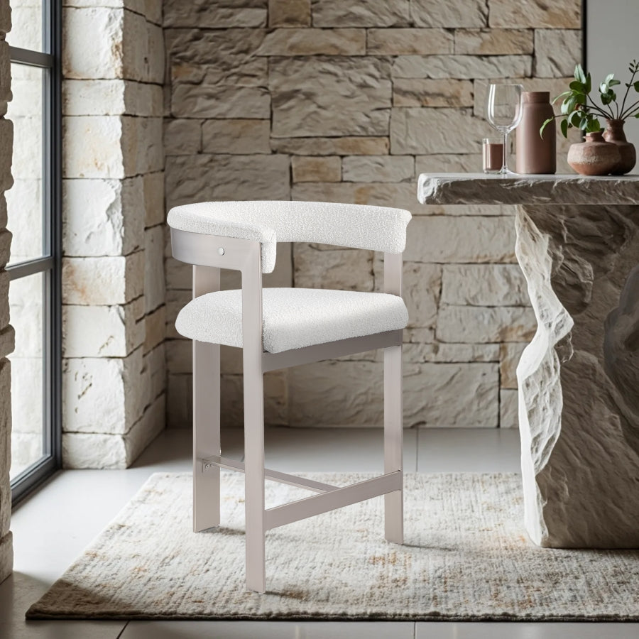 Romeo Boucle Fabric Upholstered Bar / Counter Stools — 739-C - Cream - 739Cream-C alternate view 1