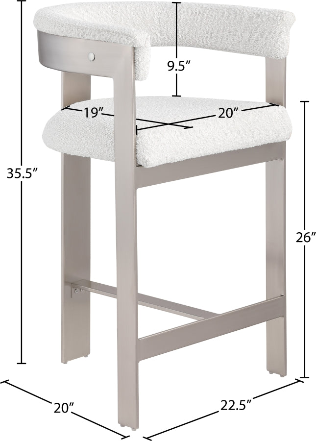 Romeo Boucle Fabric Upholstered Bar / Counter Stools — 739-C - Cream - 739Cream-C Dim