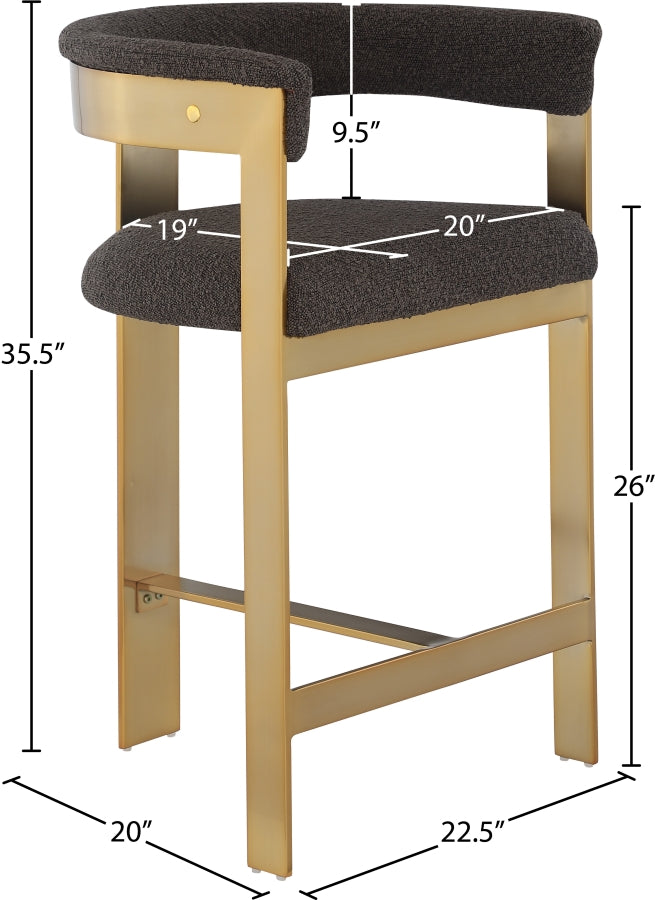 Romeo Boucle Fabric Upholstered Bar / Counter Stools — 876-C - Brown - 876Brown-C Dim