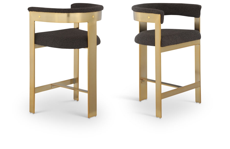 Romeo Boucle Fabric Upholstered Bar / Counter Stools — 876-C - Brown - 876Brown-C Double Chair