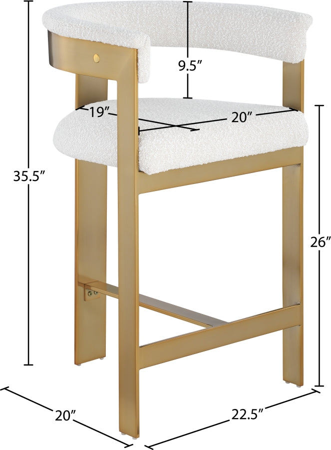Romeo Boucle Fabric Upholstered Bar / Counter Stools — 876-C - Cream - 876Cream-C Dim