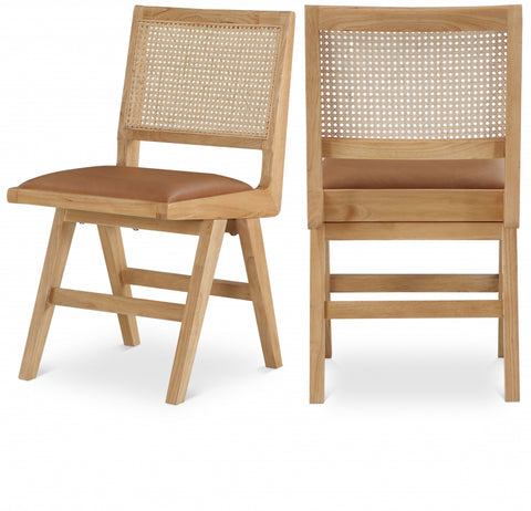 Abby Cane And Vegan Leather Upholstered Dining Side Chair — 896-SC - Cognac