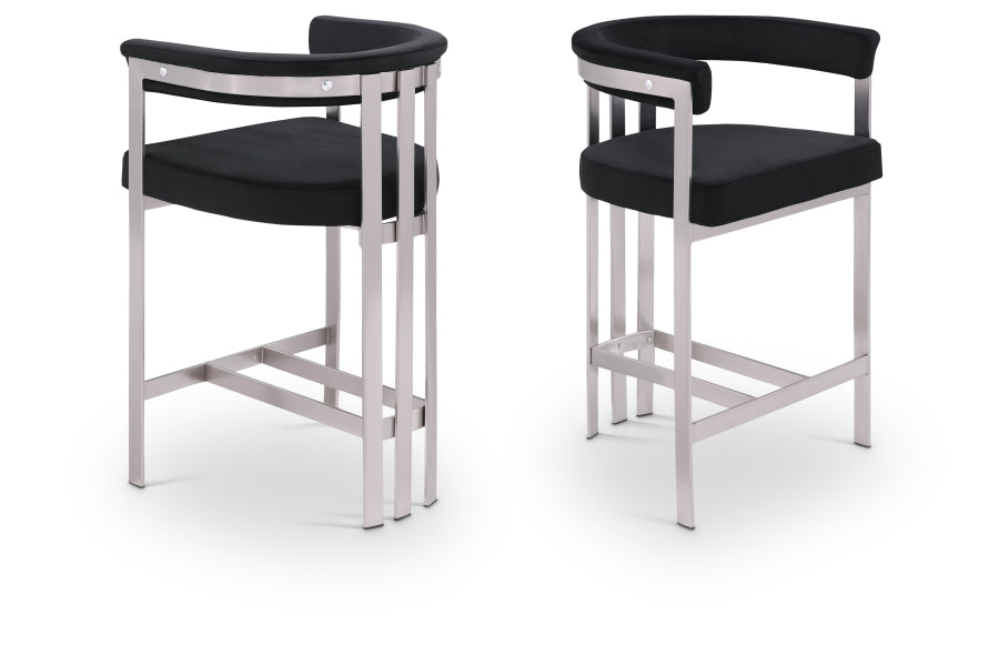 Marcello Velvet Upholstered Counter Stool — 939-C - Black - 939Black-C Double Chair