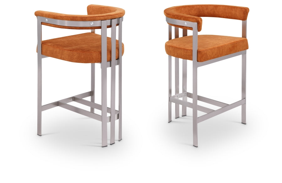 Marcello Velvet Upholstered Counter Stool — 939-C - Cognac - 939Cognac-C Double Chair