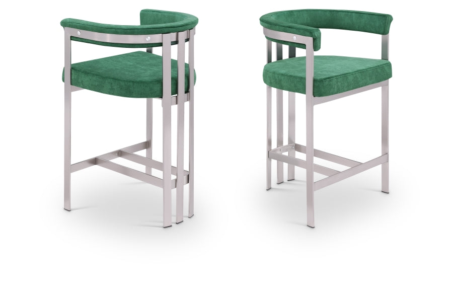 Marcello Velvet Upholstered Counter Stool — 939-C - Green - 939Green-C Double Chair