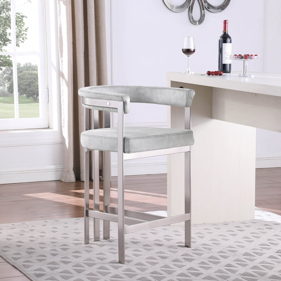 Marcello Velvet Upholstered Counter Stool — 939-C - Grey - 939Grey-C alternate view 1
