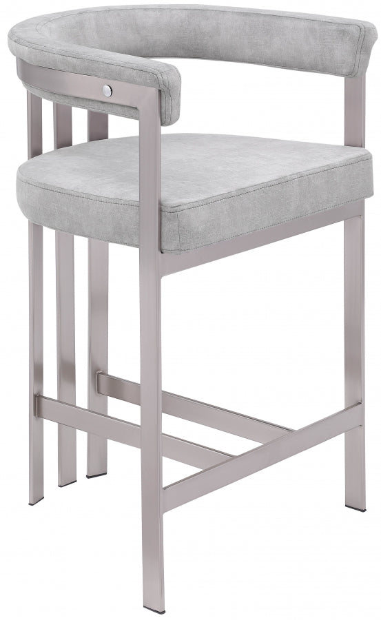 Marcello Velvet Upholstered Counter Stool — 939-C - Grey - 939Grey-C