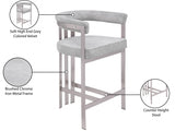 Marcello Velvet Upholstered Counter Stool — 939-C - Grey - 939Grey-C Infographic