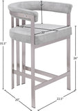 Marcello Velvet Upholstered Counter Stool — 939-C - Grey - 939Grey-C Dim