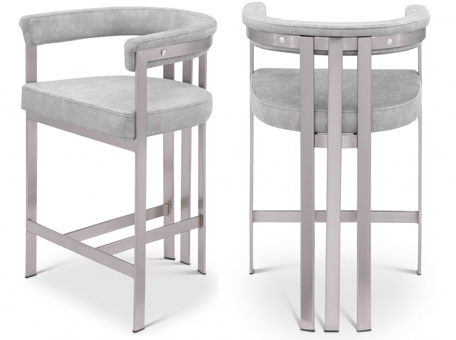 Marcello Velvet Upholstered Counter Stool — 939-C - Grey - 939Grey-C Double Chair