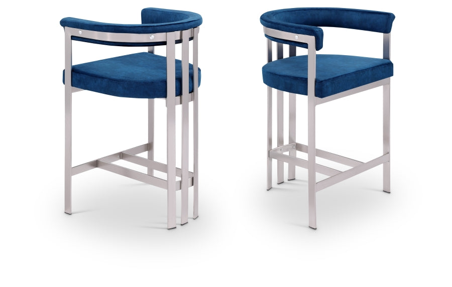 Marcello Velvet Upholstered Counter Stool — 939-C - Blue - 939Navy-C Double Chair