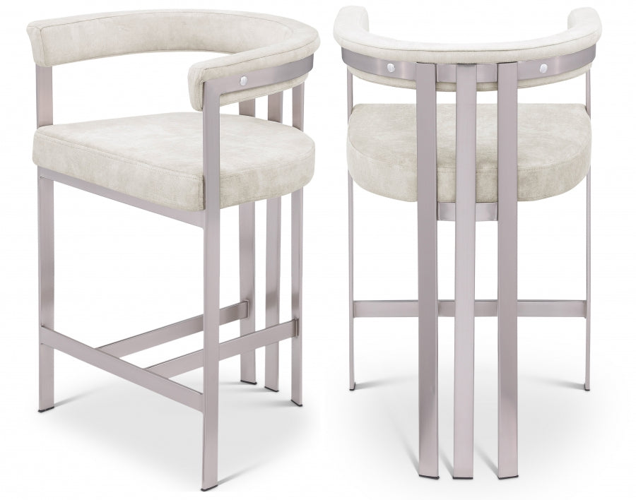 Marcello Velvet Upholstered Counter Stool — 939-C - Stone - 939Stone-C Double Chair