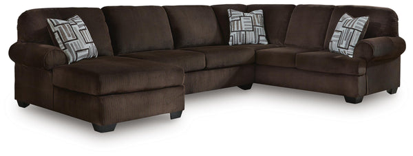 Kimlee Chocolate 3-Piece Sectional with Left-Arm Facing Chaise