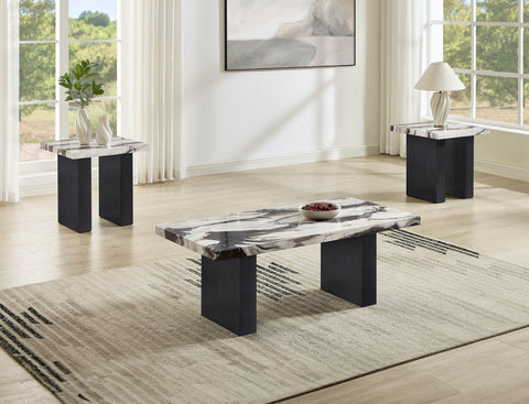 Vega Multi-Color Faux Marble 3-Piece Cocktail Set - Crown Mark | Olivia Furniture