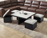 Marta Light Gray Coffee Table with 4 Storage Ottomans - Crown Mark | Olivia Furniture