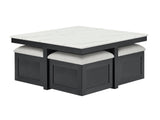 Marta Light Gray Coffee Table with 4 Storage Ottomans - Crown Mark | Olivia Furniture