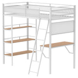 Campus Metal Twin Workstation Loft Bed with Desk Matte White