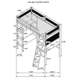 Campus Metal Twin Workstation Loft Bed with Desk Matte White