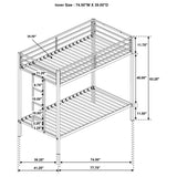 Alevera Twin-Over-Twin Steel Bunk Bed with Ladder Matte White