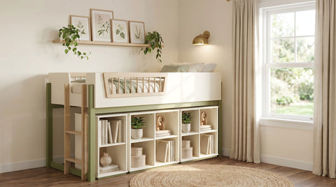 Evren Twin Storage Loft Bed 4-piece Set with Bookcases Tri-Tone