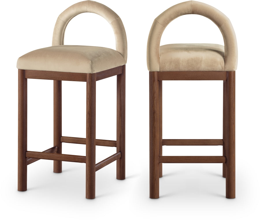Conrad Velvet Upholstered Counter Stool — 11036-C - Beige - 11036Beige-C Double Chair