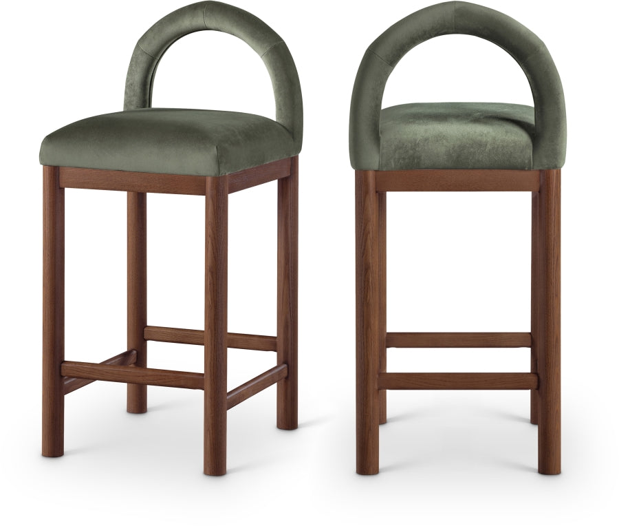 Conrad Velvet Upholstered Counter Stool — 11036-C - Green - 11036Green-C Double Chair