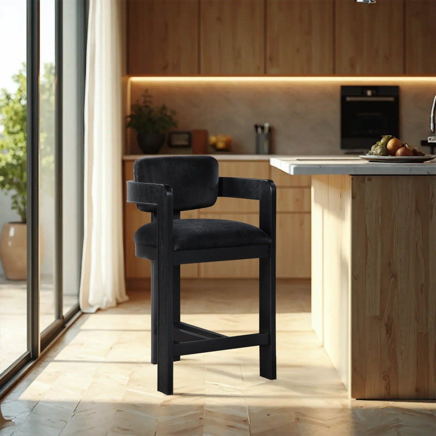 Sacha Velvet Upholstered Counter Stool — 11078-C - Black - 11078Black-C alternate view 1