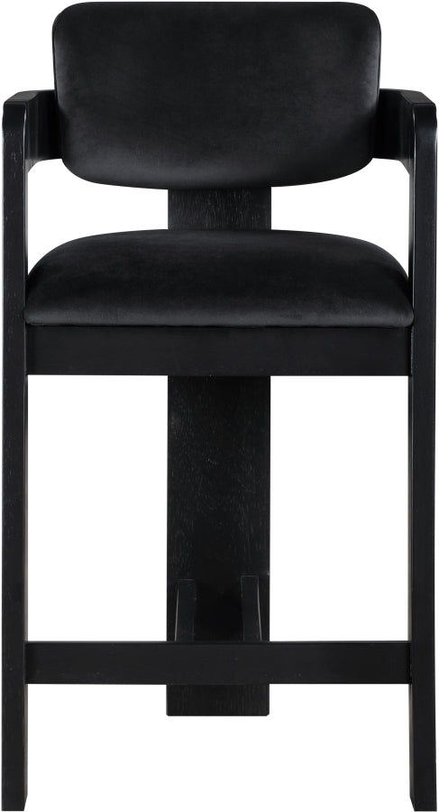 Sacha Velvet Upholstered Counter Stool — 11078-C - Black - 11078Black-C alternate view 2