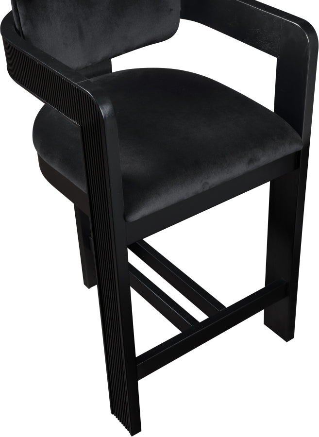 Sacha Velvet Upholstered Counter Stool — 11078-C - Black - 11078Black-C alternate view 6