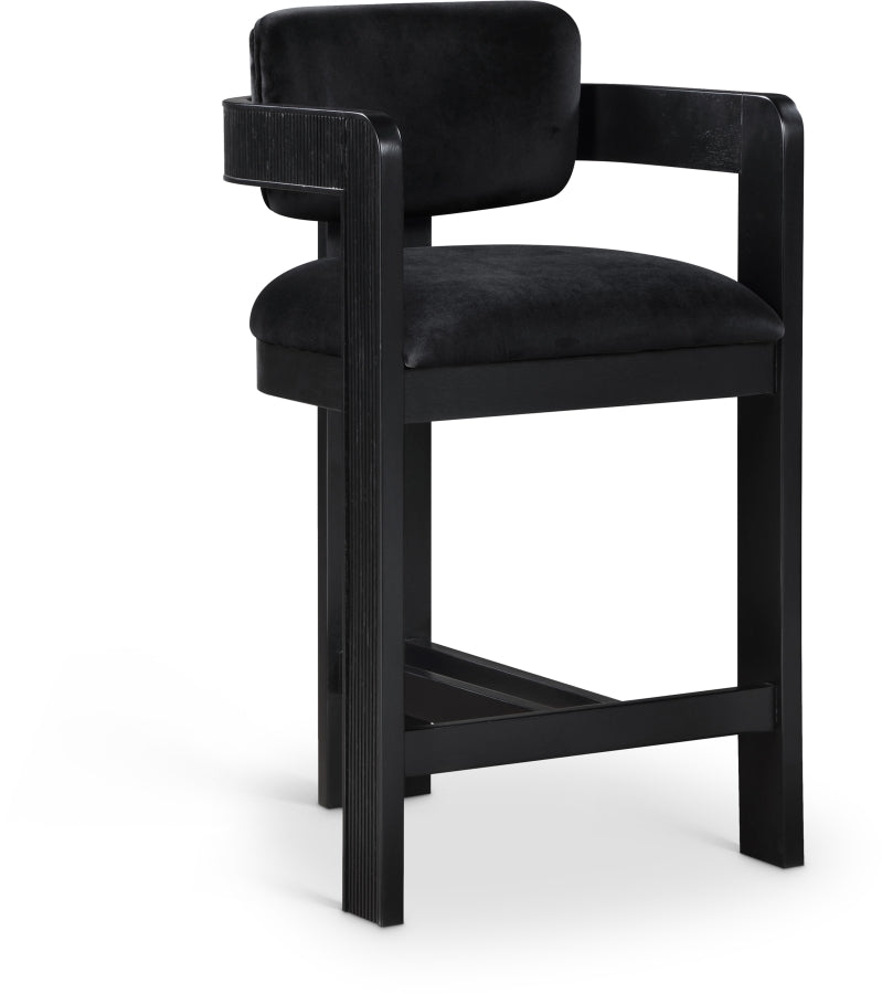 Sacha Velvet Upholstered Counter Stool — 11078-C - Black - 11078Black-C