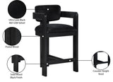 Sacha Velvet Upholstered Counter Stool — 11078-C - Black - 11078Black-C Infographic