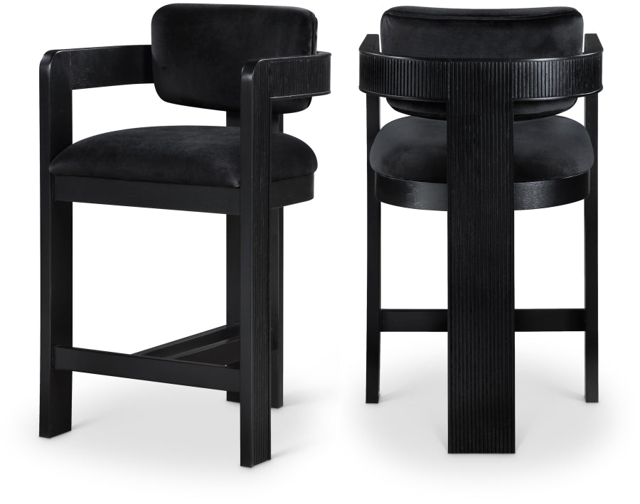 Sacha Velvet Upholstered Counter Stool — 11078-C - Black - 11078Black-C Double Chair
