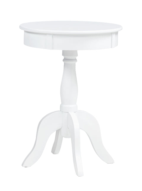 Romy White Chairside Round End Table