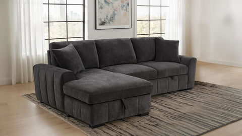 Pastrana Upholstered Sleeper Sectional Sofa LAF Chaise Grey