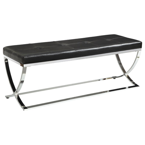Walton Faux Leather Upholstered Tufted Accent Bench Black