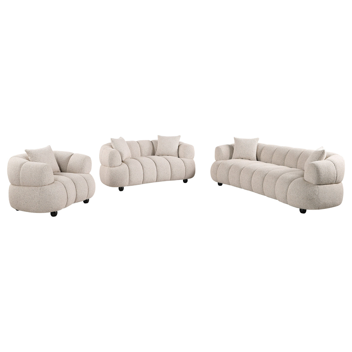 Whitney Living Room Set Pebble — room scene; select a set for exact contents