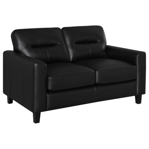 Scotland Faux Leather Upholstered Track Arm Loveseat Black