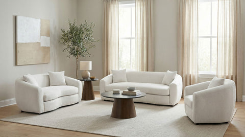 Isabella Living Room Set Sand Fabric