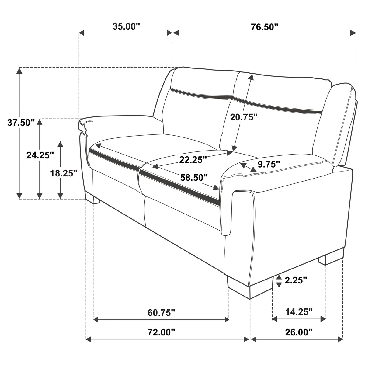 Arabella Upholstered Padded Arm Sofa Grey