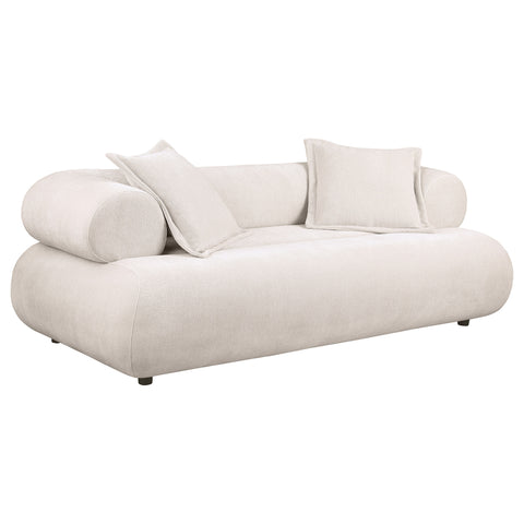 Eskola 3-seat Chenille Sofa with Rounded Shelter Arms Ivory